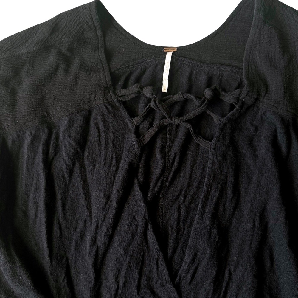 Free People Surplice Wrap Double Knot Black Top Medium - Picture 3 of 9